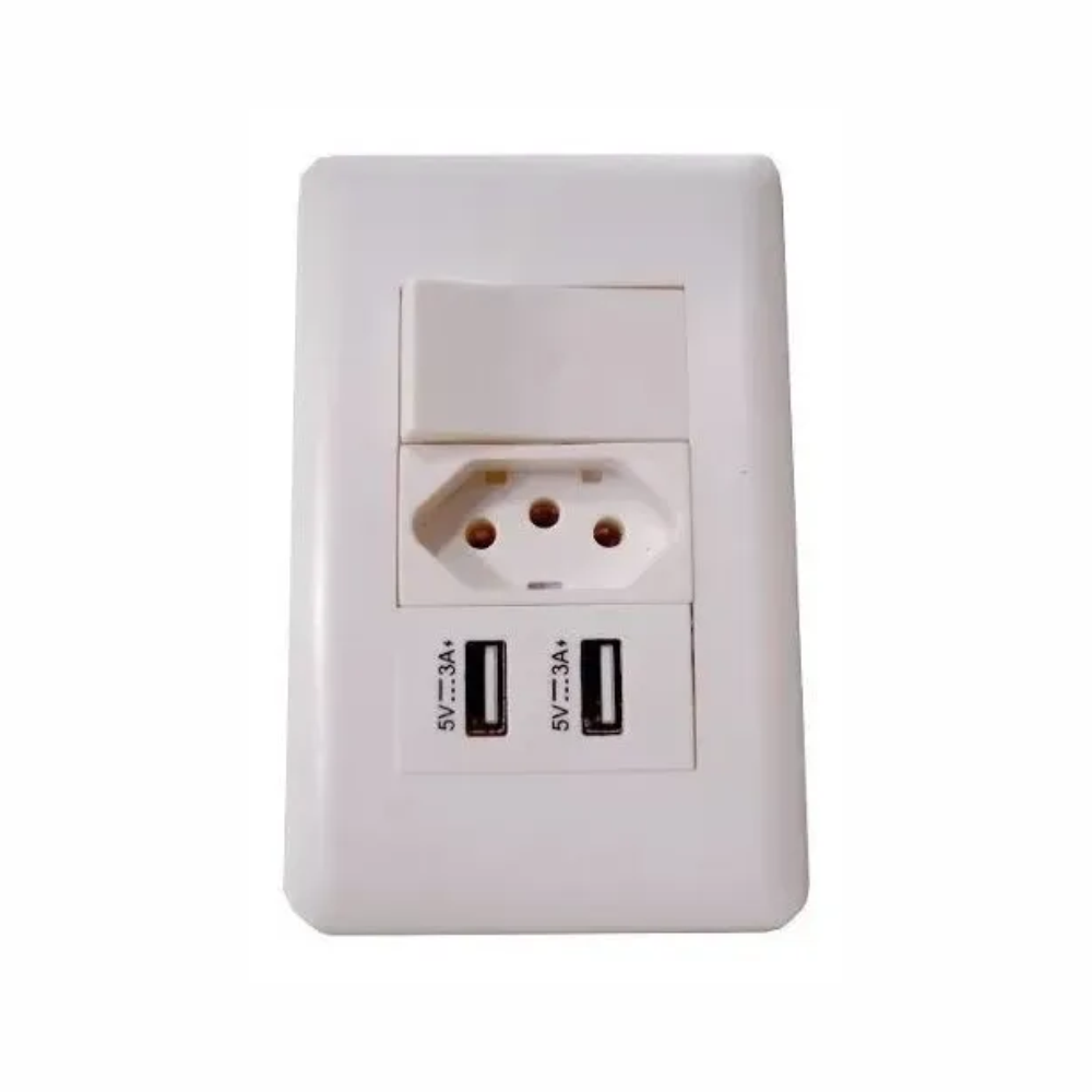 Tomada Interruptor e Carregador Usb Duo de Parede - Ys-002