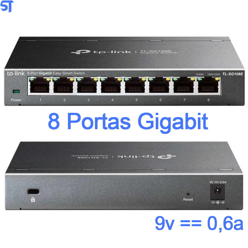 Switch 8 Portas Tp-Link TL-SG108E Easy Smart Gigabit 10/100/1000 Mbps