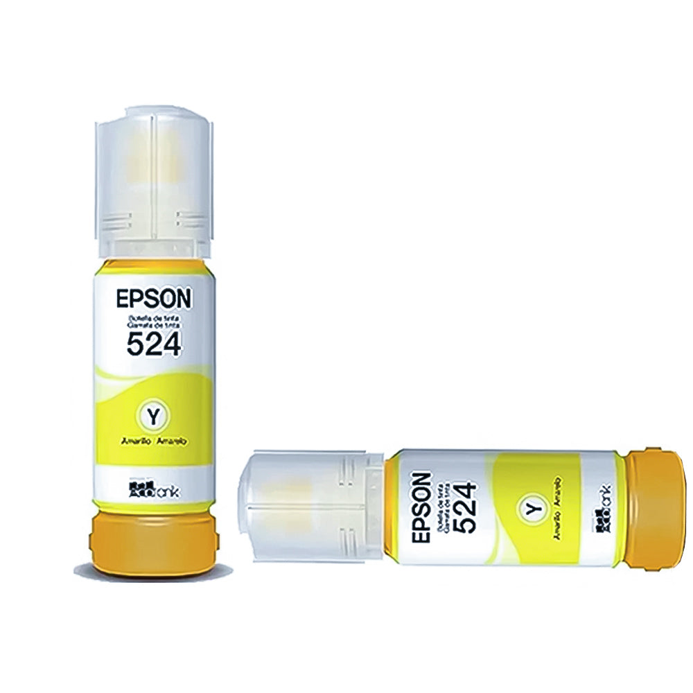 Refil de Tinta Epson 524 Amarelo Y 70ML Original T524120 Pigmentada Rendimento 6.000 Páginas L15150/ T524220/ T524320
