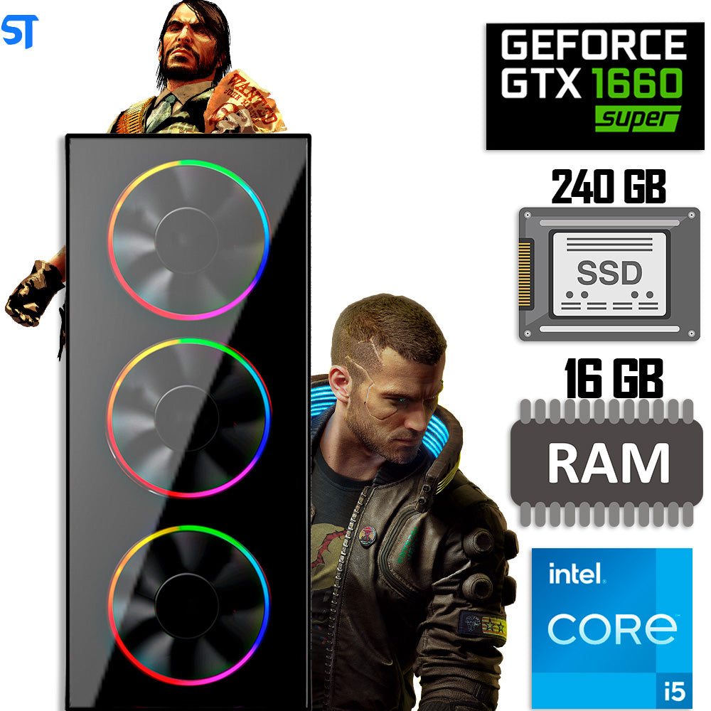 Computador Gamer Core i5- 10400F  HD SSD 240GB- Memoria 16GB-  Placa de Video  GTX 1660, 6GB- Fonte 500W 80Plus