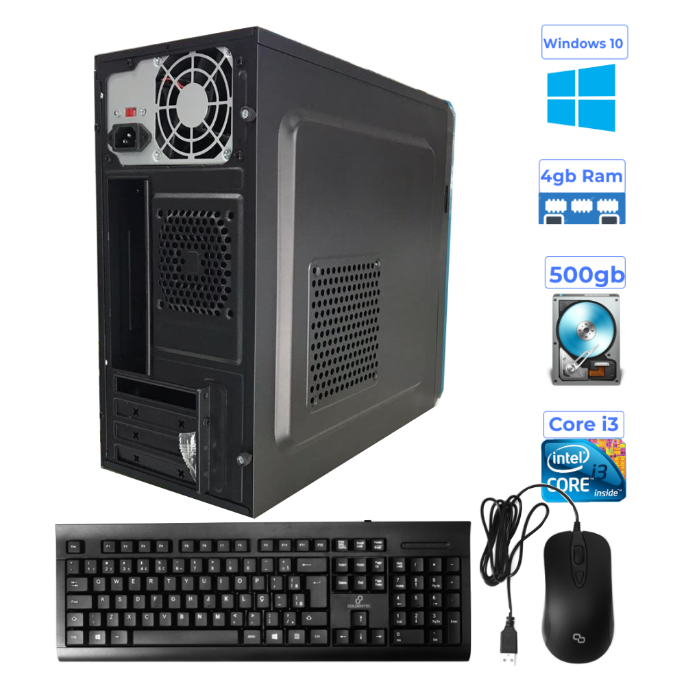Computador Completo Core i3 - H61- Hd de 500 Gb-Memória de 4 Gb Monitor de 15, Tec/Mouse , Som e Estabilizador Windows 1