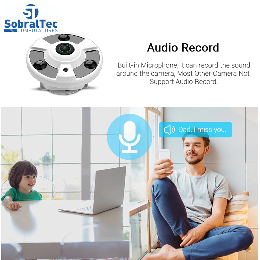 Câmera Ip Poe 48V 1.7mm Hamrolte 3MP  Wi-Fi  Interna Detecção Humana Áudio Com Duas Vias- SDQJ3L-I30