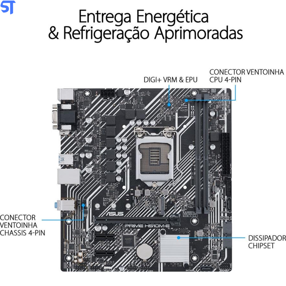 Placa Mãe Asus Prime H510M-E Intel Soquete LGA 1200