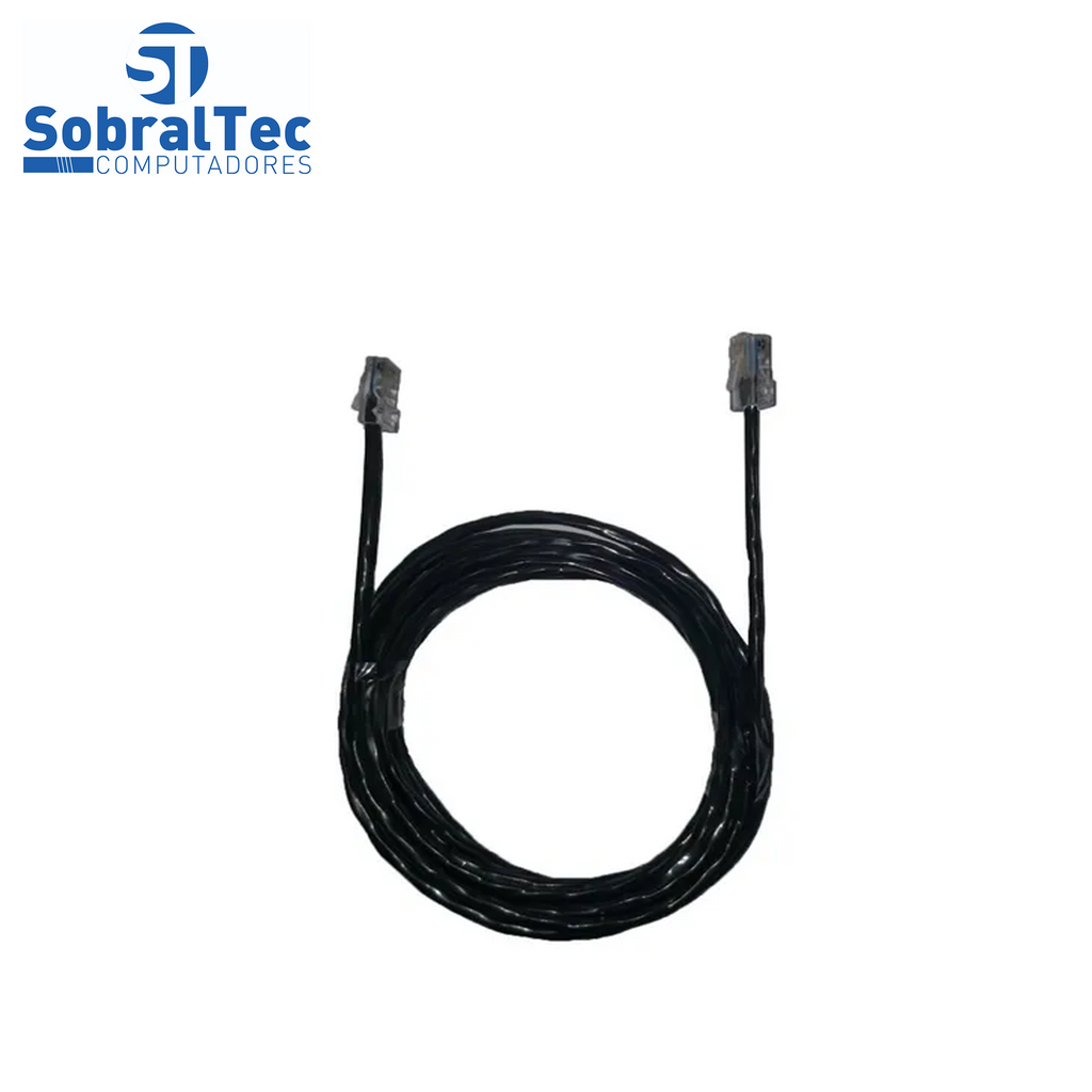 Cabo de Rede 3 Metros Mk2 Tecno 23AWG UTP Categoria 5E Preto 3Mt