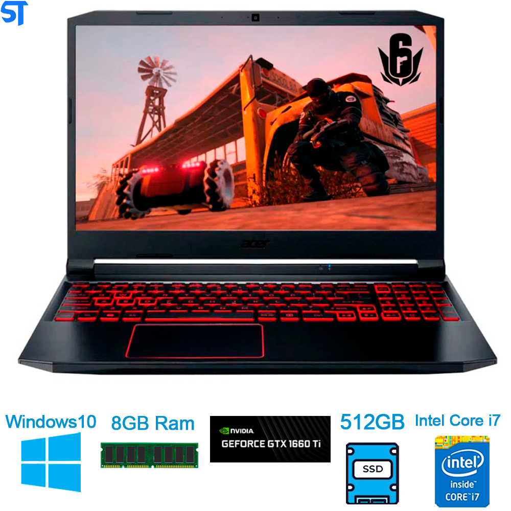 Notebook Gamer Acer Aspire Nitro 5 AN515-55-705U Intel Core i7 10750H 15,6
