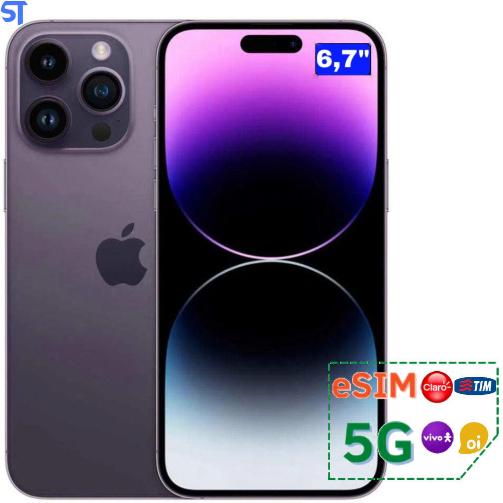 iPhone 14 Pro Max Apple (256GB) Modelo A2651 Roxo-Profundo, Tela de 6,7