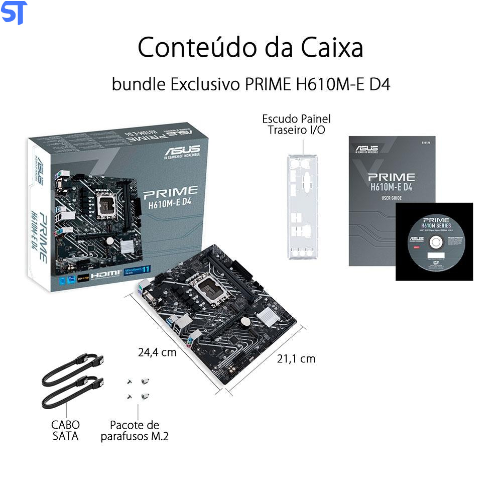 Placa Mãe Asus Prime H610M-E D4, Intel LGA 1700, mATX, DDR4