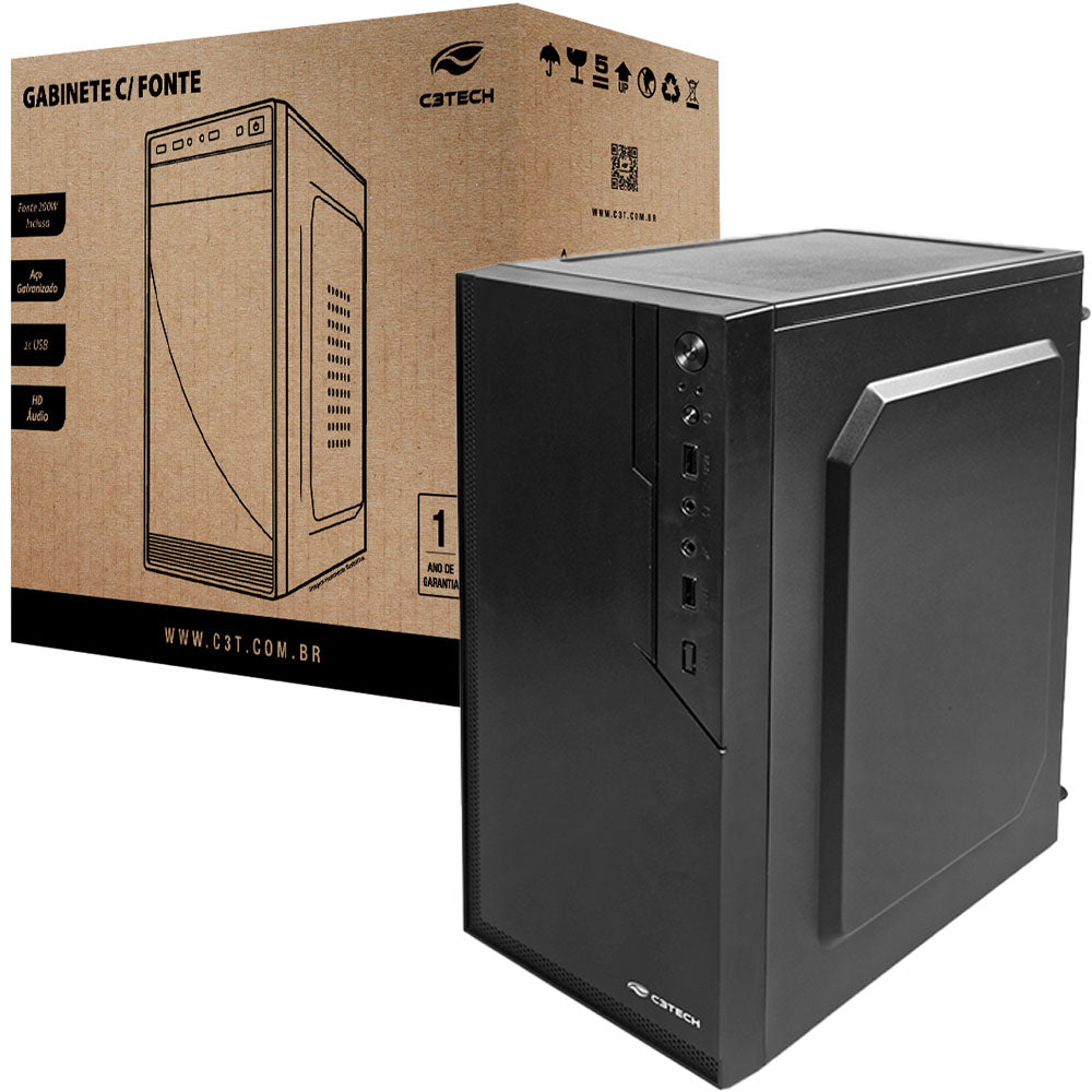 Gabinete Micro ATX MT-26BK com Fonte 200W C3Tech