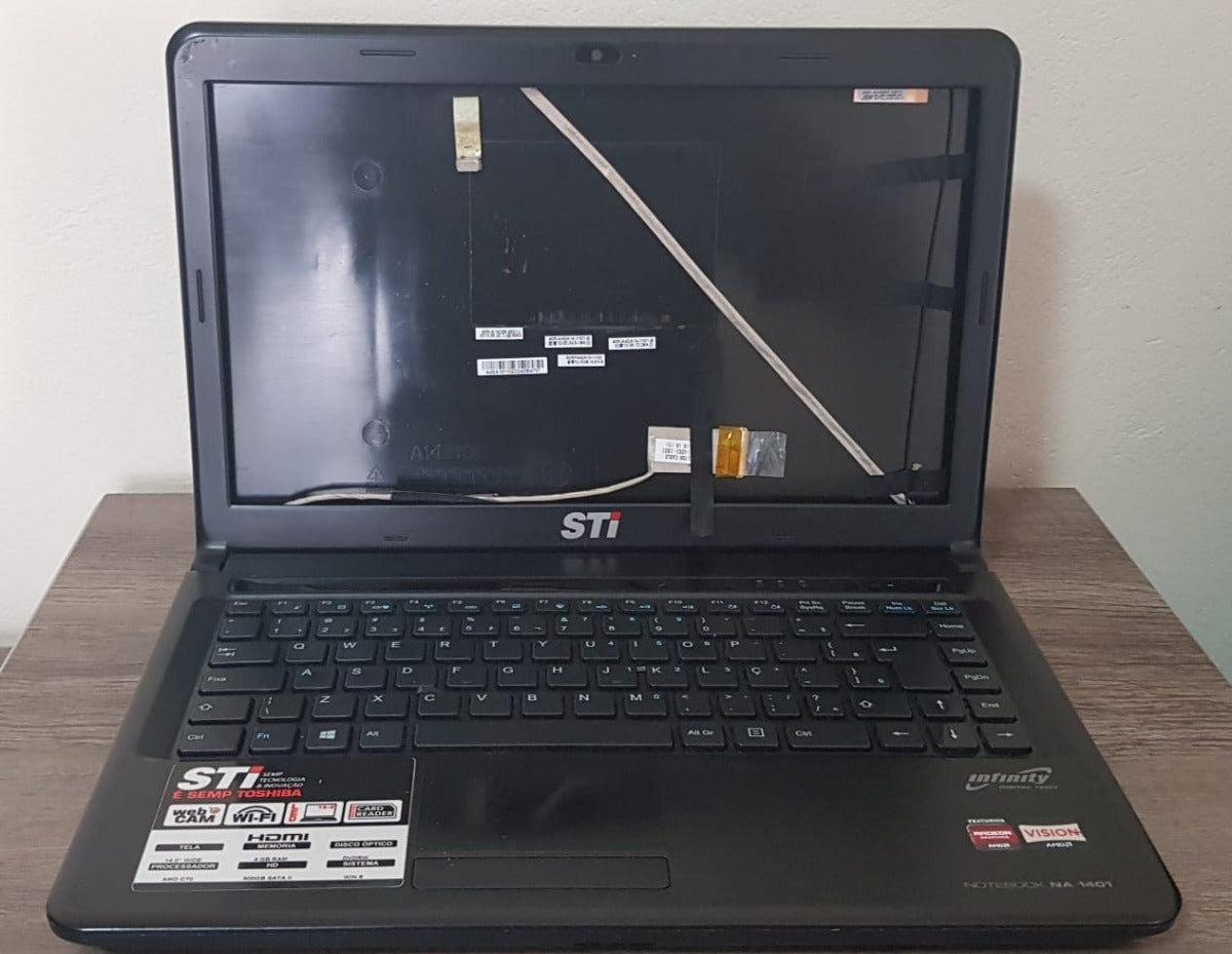 Carcaça Completa Com Teclado Moldura Base e Astes Notebook Sti NA1401