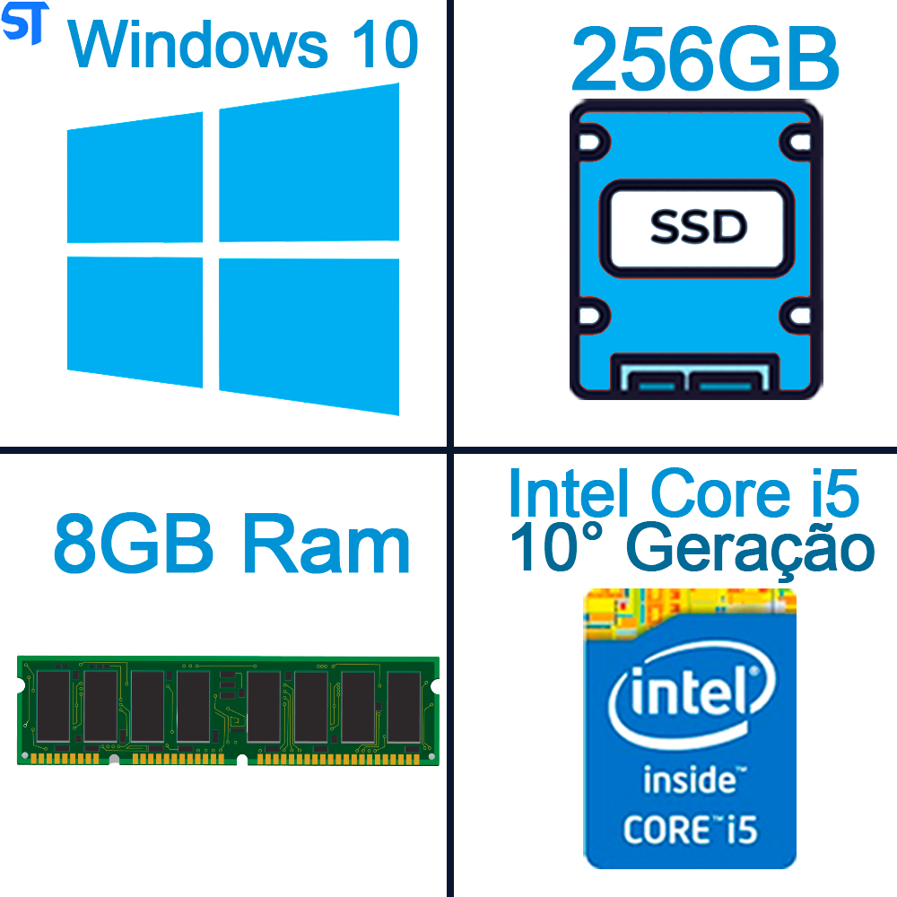 Computador Core i5 10500 Décima Geração- 8GB DDR4- SSD Kingston 240GB - Widows 10 Com Teclado e Mouse