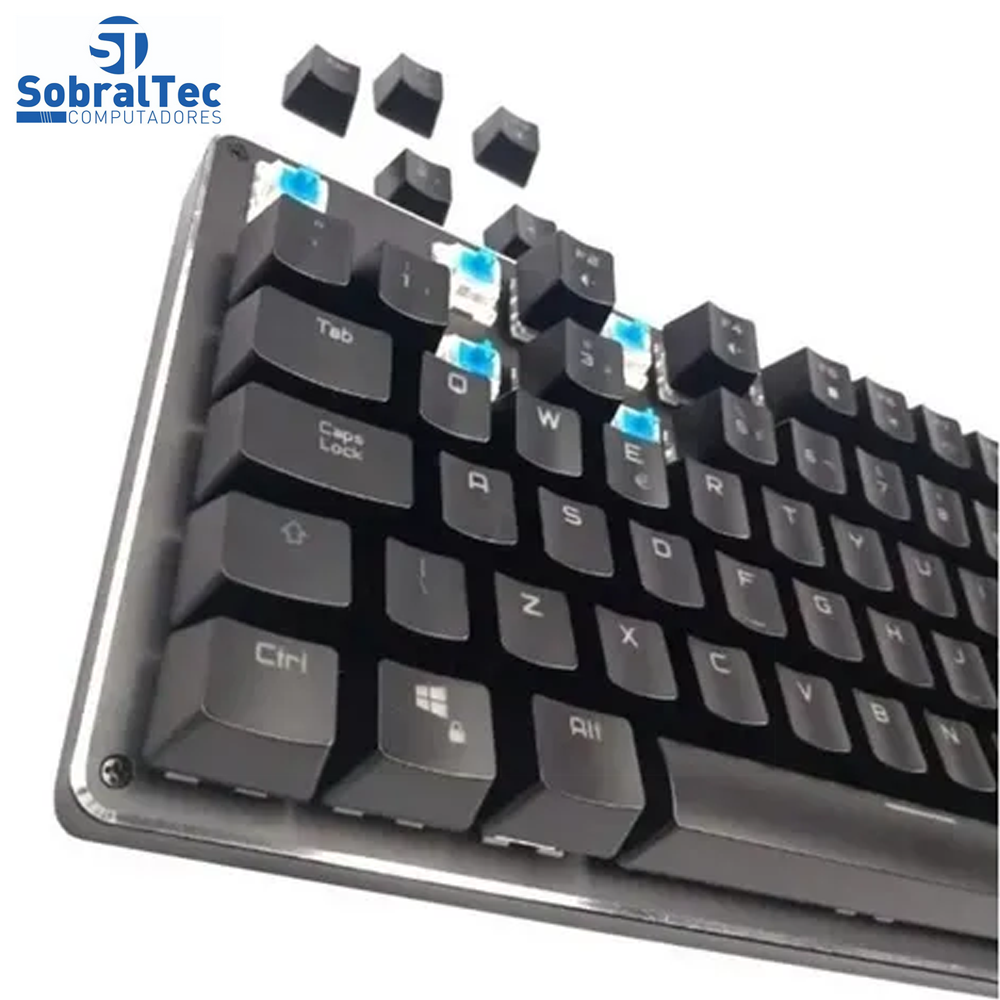 Teclado Gamer Usb Semi Mecânico Knup Kp-2046 Qwerty Portugues Brasil Com 12 Modos de Iluminação R