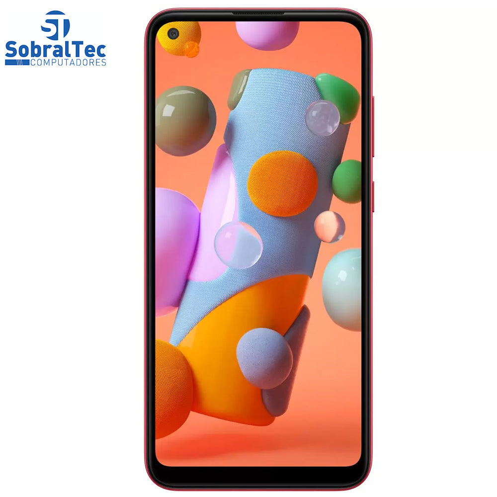 Smartphone Samsung Galaxy A11 Vermelho 64GB - Câmera Tripla+Selfie 8MP Tela 6.4" Leitor de Digital Octa Core Android 10