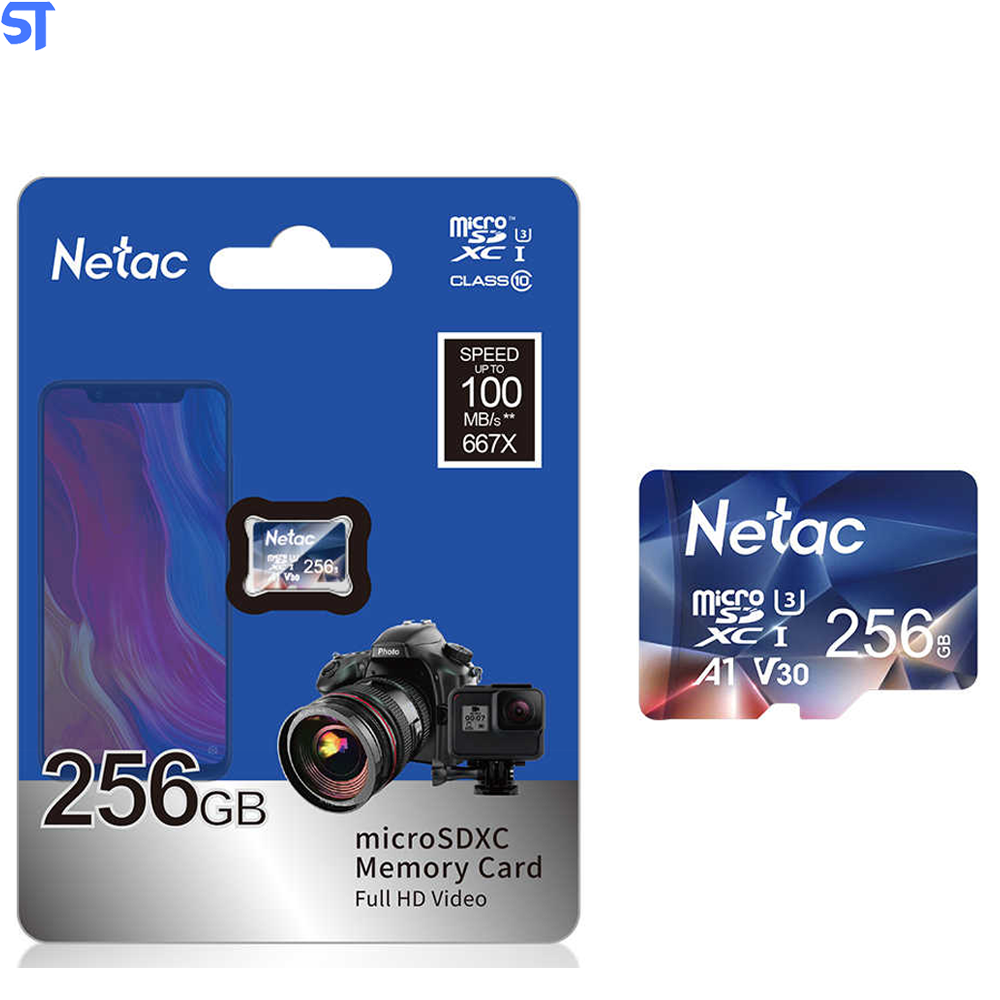Cartão Micro SD Classe 10 U3 SDXC Netac 256Gb 100Mb/s De Leitura