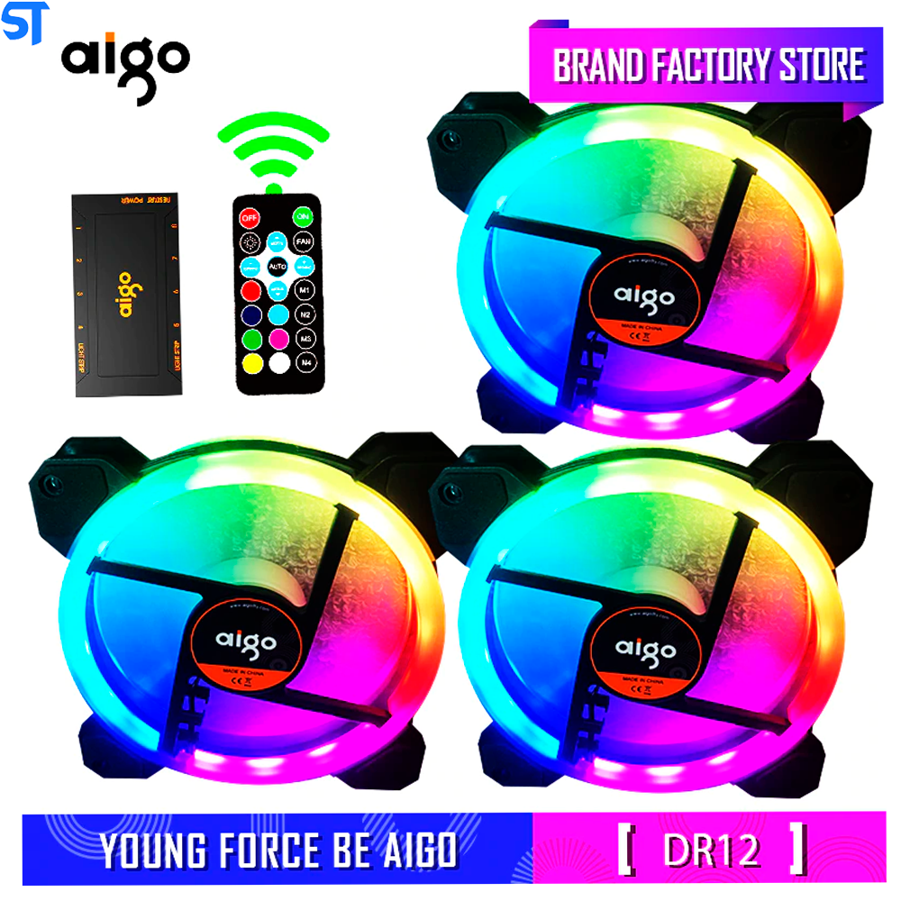 Cooler Fan RGB Gamer Aigo DR12 RGB - 5 em 1 Com Controle