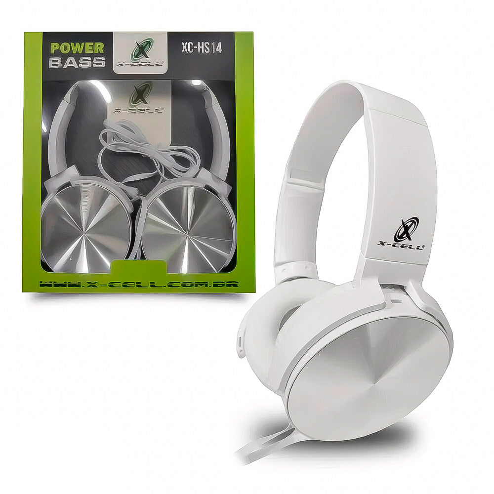 Fone de Ouvido Multímidia Headphone X-CELL Power Bass 1,5m Plug P2 XC-HS 14 - Branco