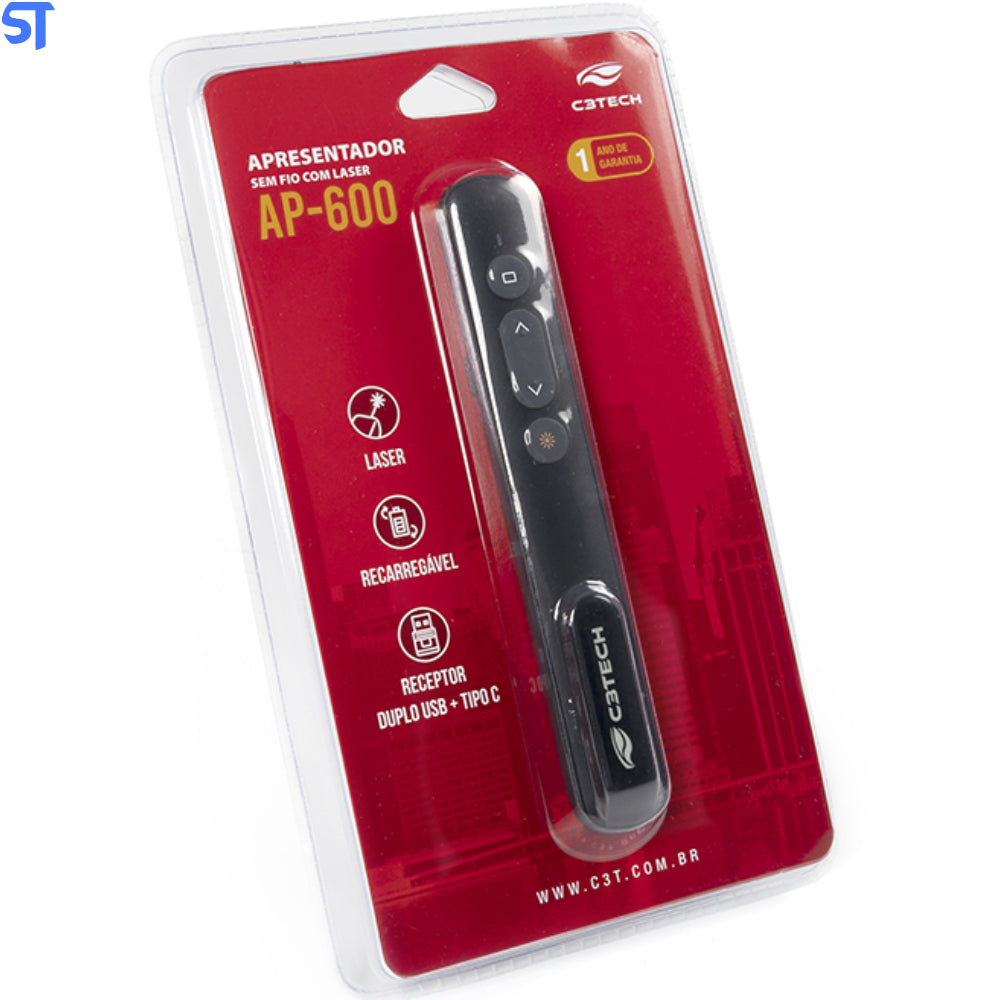 Apresentador Sem Fio Preto AP-600 C3Tech