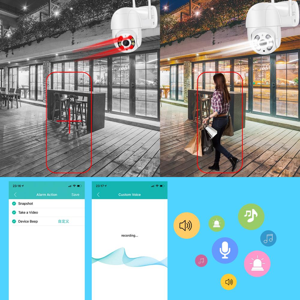 Câmera IP Mini Speed Dome Wi-Fi Externa 3MP 32Gb - Alerta De Duas Vozes-Detecção Humana-Áudio-IR Visão Noturna À Prova D