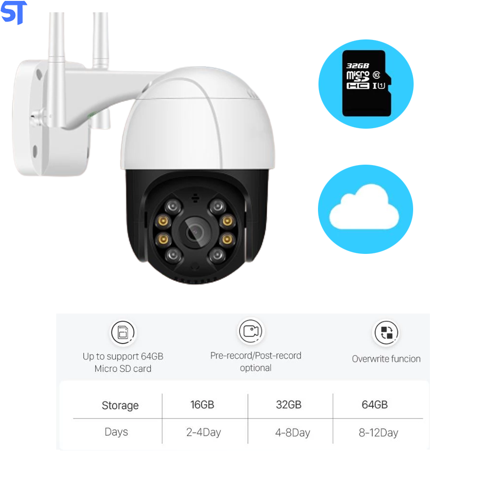 Câmera De Segurança IP Wi-Fi Externa Visão Noturna Detectora De Áudio Com Cartão Sd 32Gb - A8B