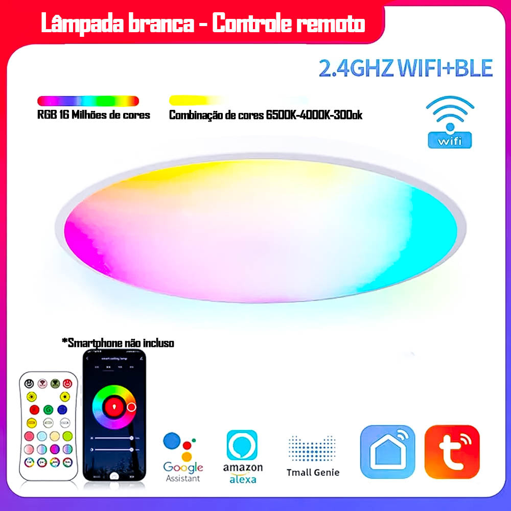 Lâmpada Smart de Teto WIFI LED Regulavel com Alexa Google Assistente 220V-240V Tuya - Branca