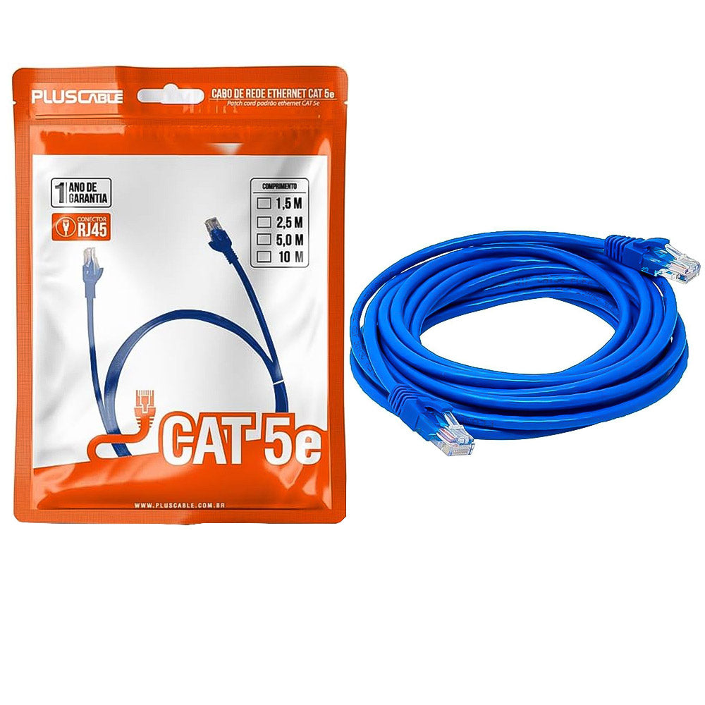 Cabo de Rede Cat.5E 5M PC-ETHU50BL Patch Cord PlusCable