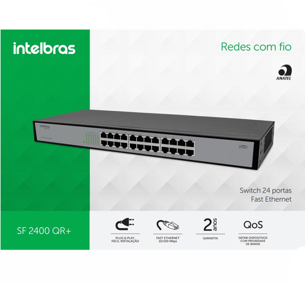 Switch Intelbras 24 Portas Fast Ethernet Sf 2400 Qr+
