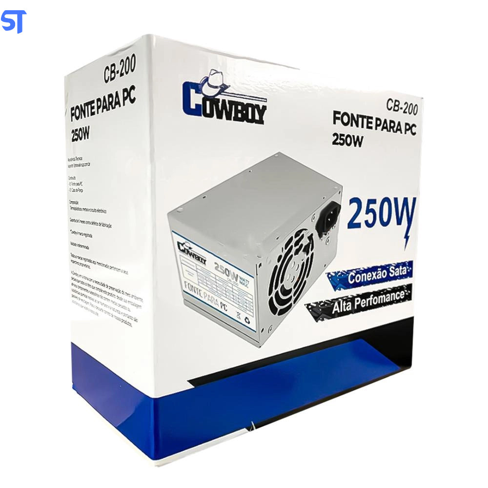 Fonte de Alimentação ATX Para PC 250W Real CB-200 - Cowboy