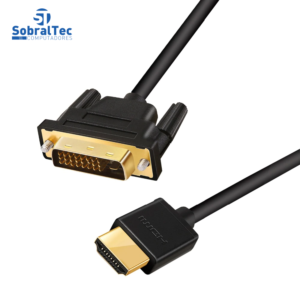Cabo Hdmi 2.0 Macho Para Dvi 24+1 Macho 1Mt Transmissão Bidirecional Ugreen 30116