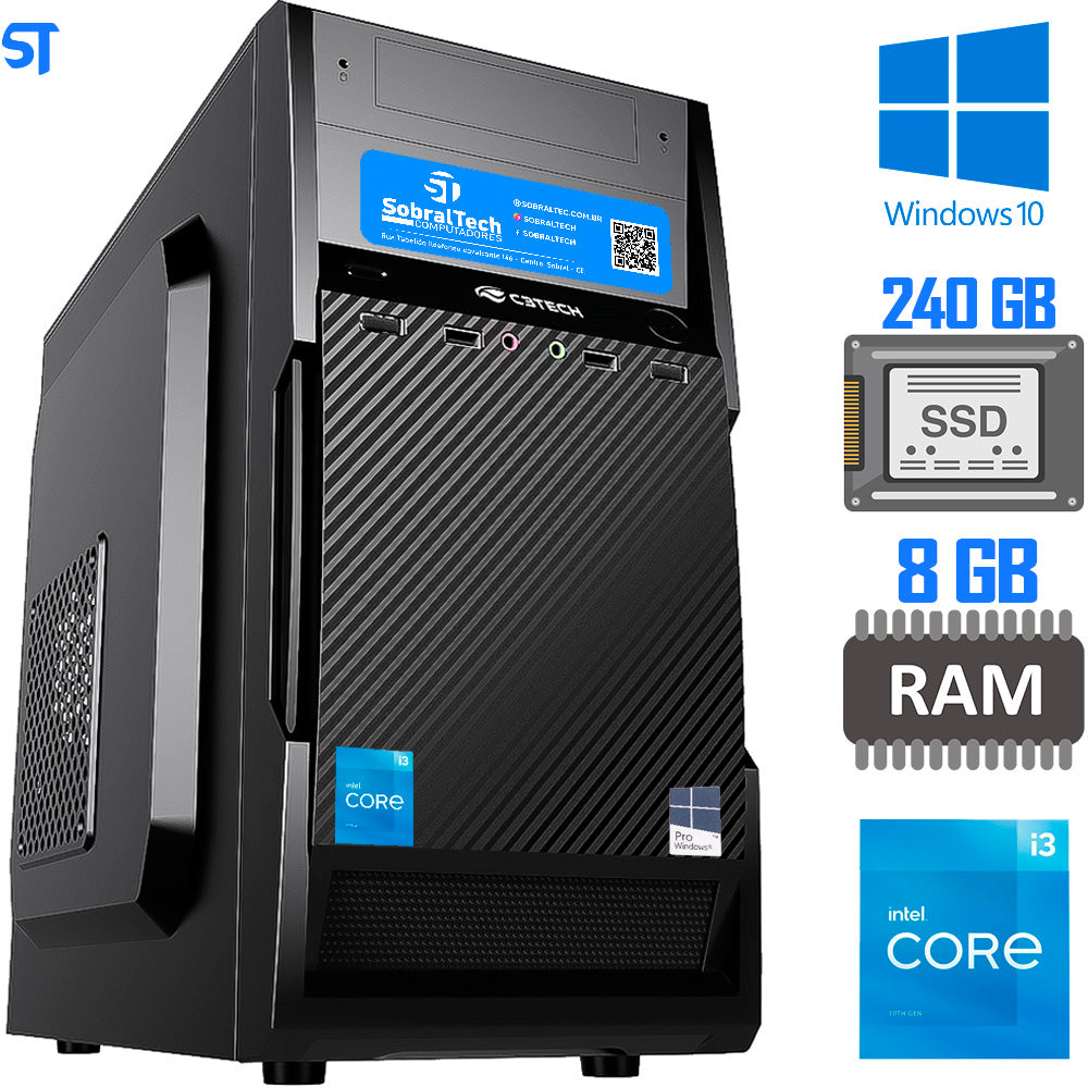 Computador Core i3-2100-HD SSD 240GB Kingston-Memória Ram 8GB- Com Monitor 18.5 AOC  HDMI- Teclado Mouse e MousePad