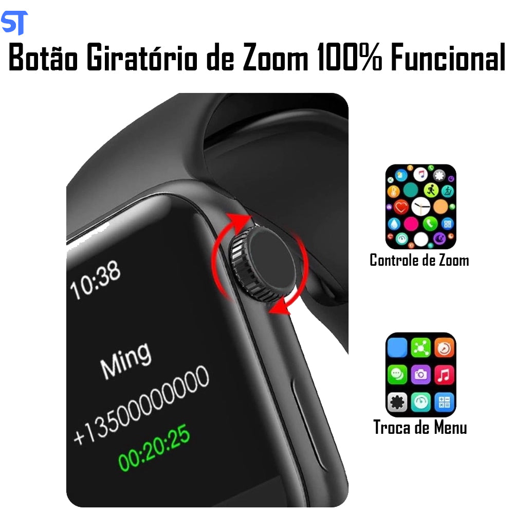 Relógio SmartWatch HW12 Preto 40mm Tela Infinita Com Sensor Cardíaco