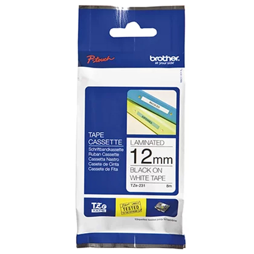Fita Para Rotulador Brother TZE231 Branca Escrita Preta