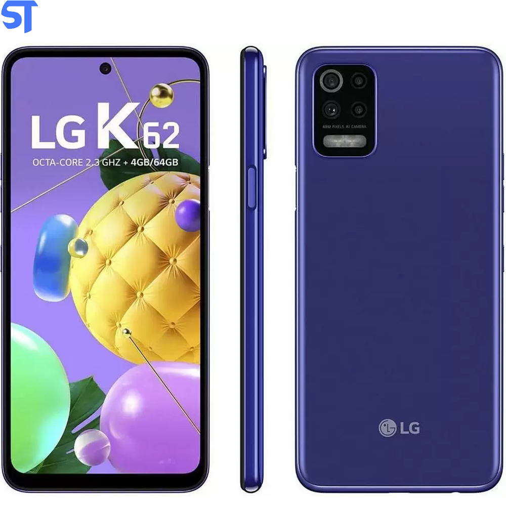 Smartphone LG K62 64GB Azul 4G Processador Octa-Core 4GB RAM Tela 6,59 Camera Quádrupla + Selfie 13MP Android Dual Chip