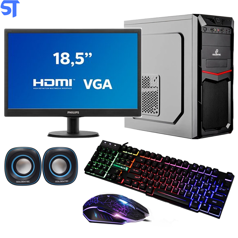 Computador Gamer Core i5 - HD SSD 256GB -Memória 8GB - Fonte Real 500W-Com Monitor 18,5- Teclado Mouse - Mousepad e Som