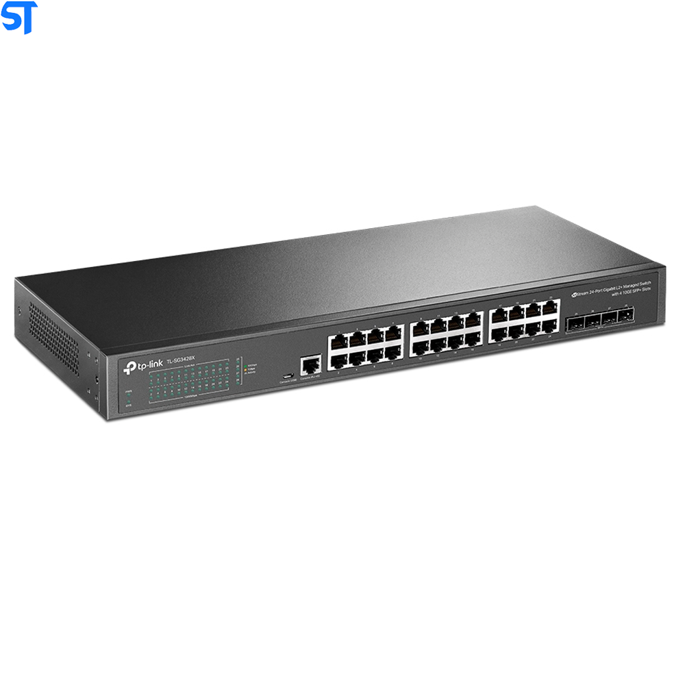 Switch Gerenciável 24 Portas Gigabit L2+ Com 4 Slots SFP+ 10GE JetStream TL-SG3428X TP-Link