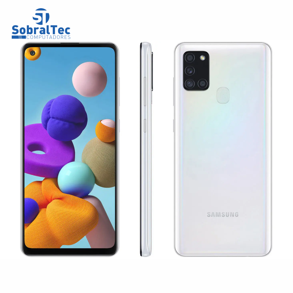 Smartphone Samsung Galaxy A21s, 64GB, 48MP, Tela 6.5´, Branco - SM-A217MZWRZTO
