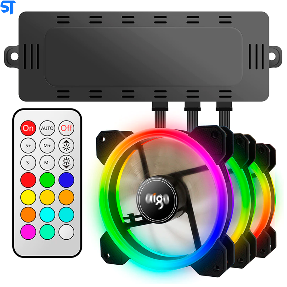 Cooler Fan RGB Gamer Aigo DR12 RGB - 5 em 1 Com Controle