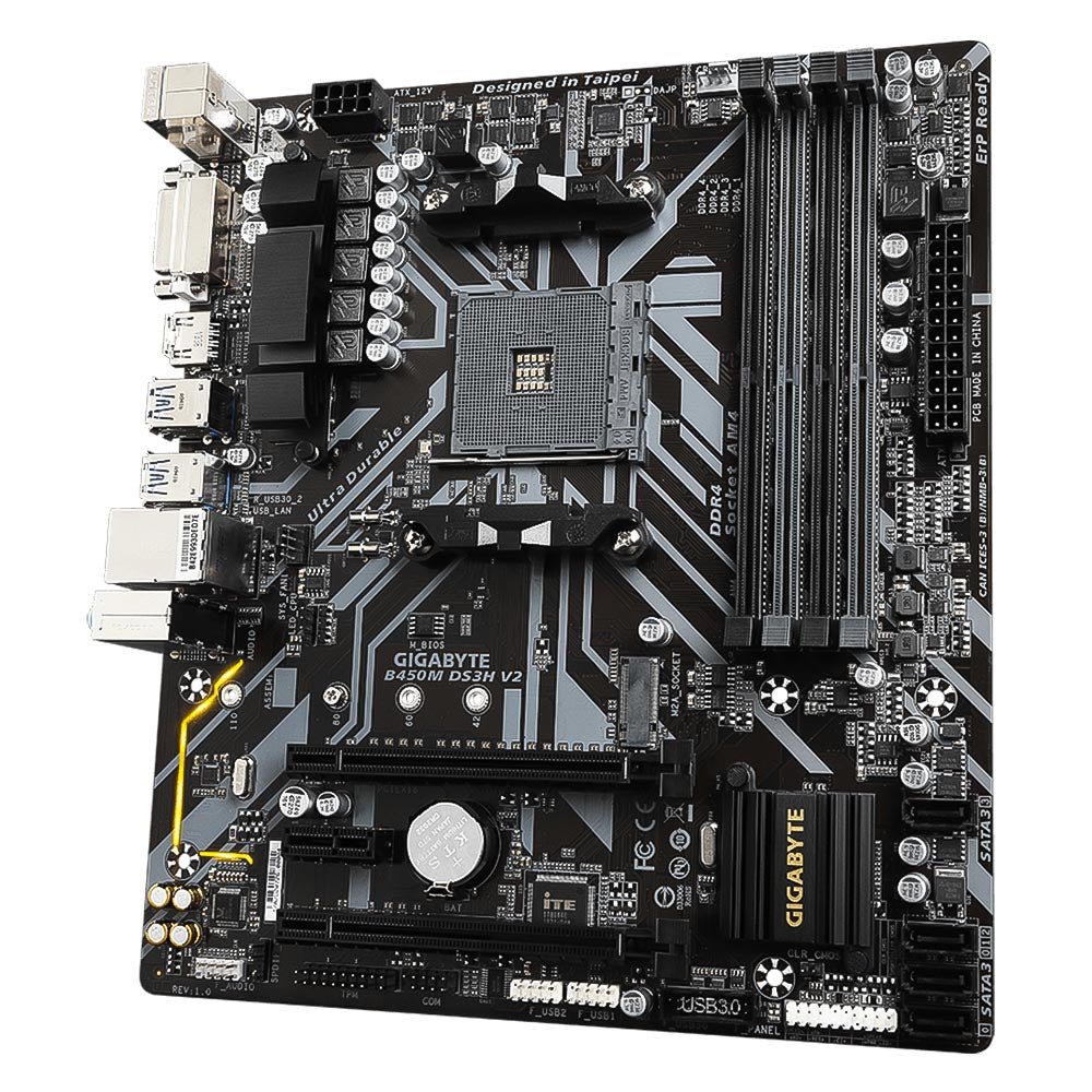Placa Mãe Gigabyte B450M DS3H V2 (AM4/DDR4 3200MHz/HDMI/M.2/USB 3.2)