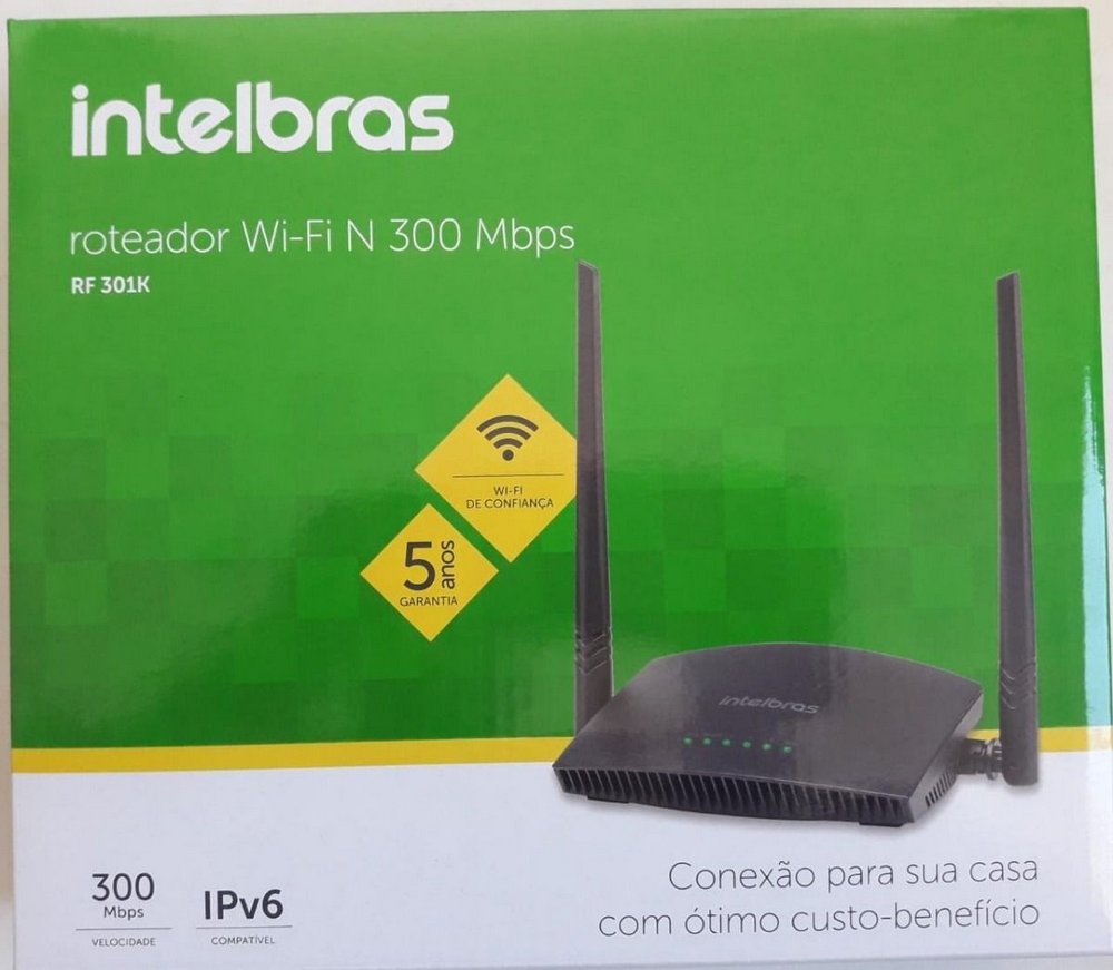 Roteador Intelbras Wireless 300Mbps RF 301K com 2 Antenas 5dB