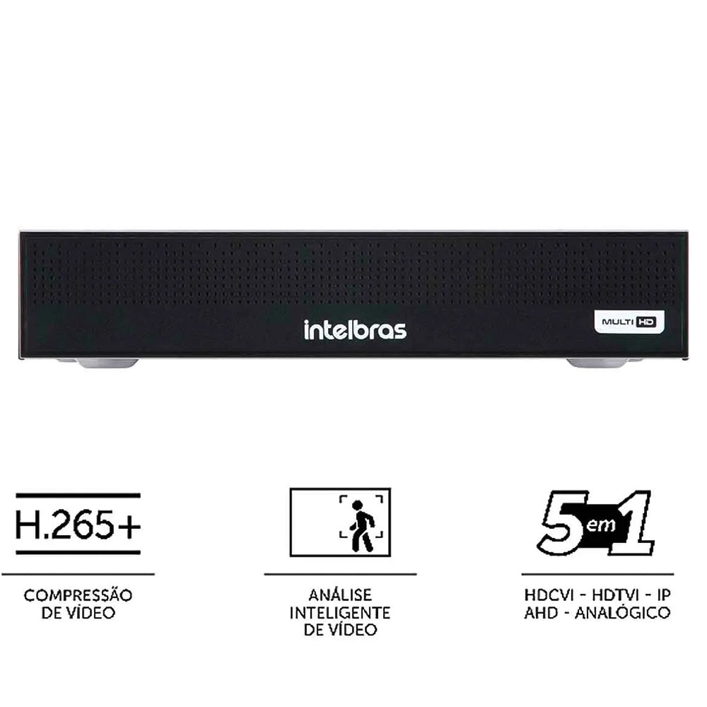 Dvr Gravador Digital de Vídeo Intelbras 8 Canais MHDX 3008-C 5MP Lite- Detecção de Veículos e Pessoas