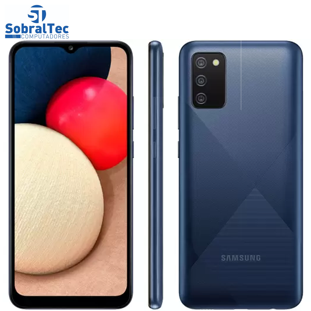 Smartphone Samsung Galaxy A02s 32GB Azul 4G - Octa-Core 3GB RAM 6,5” Câm. Tripla + Selfie 5MP