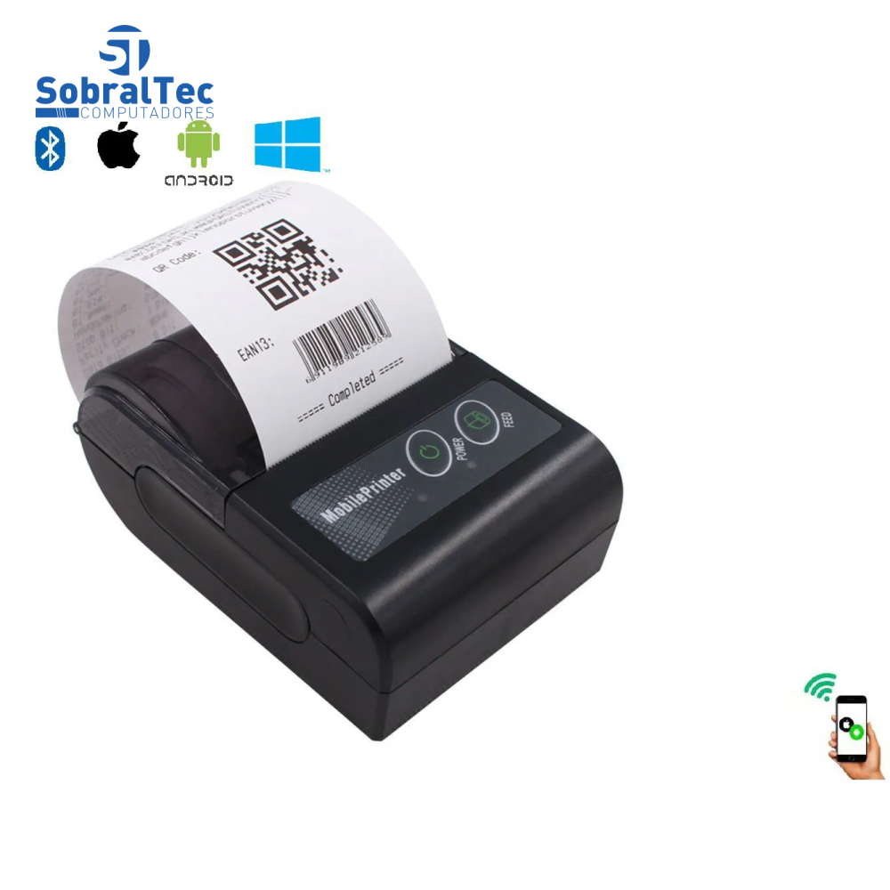 Impressora Térmica 58mm Mini Bluetooth Portátil Sem Fio Com Bolsa de cintura Android Ios Mht-p10