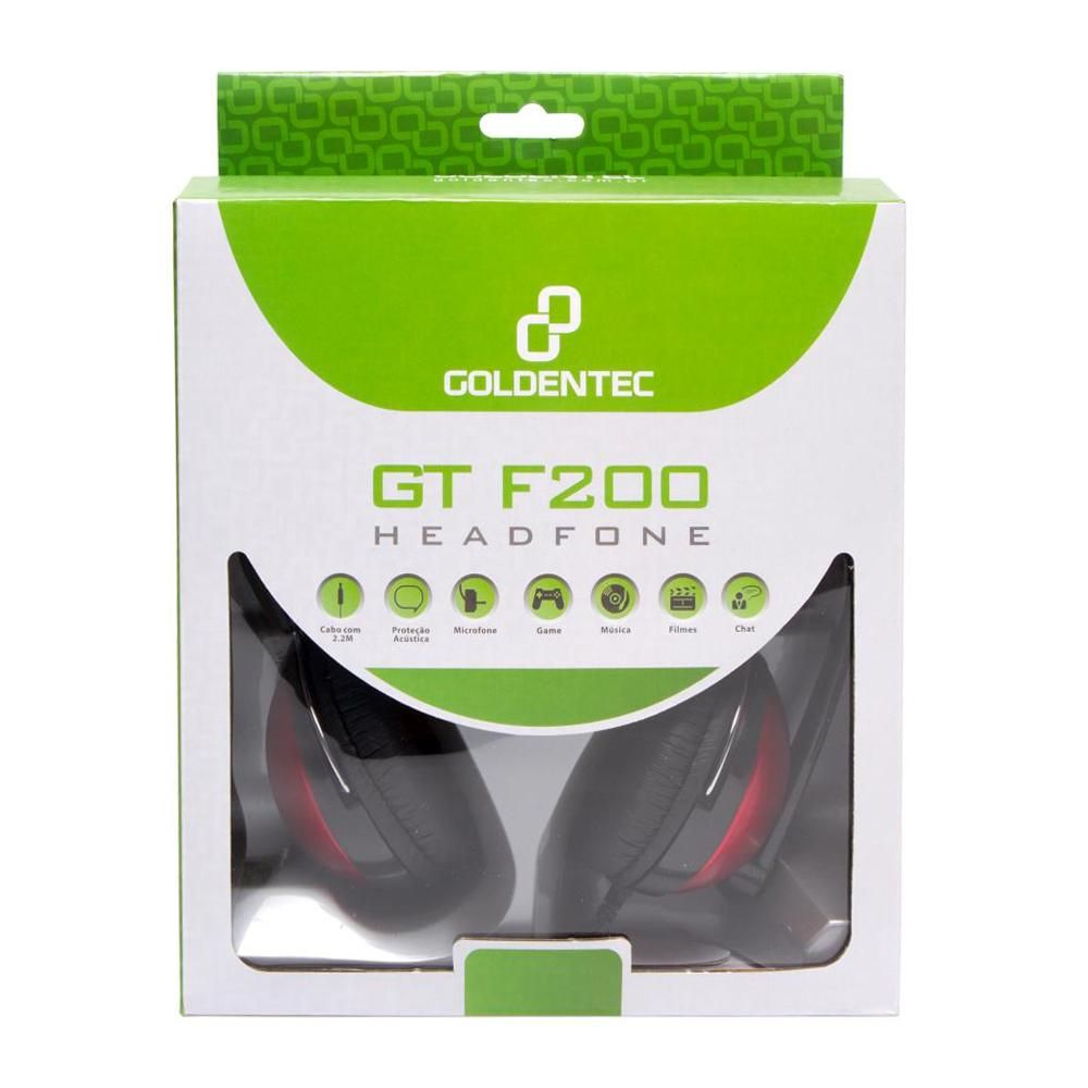 Fone de Ouvido Goldentec Gt F200 Preto com Vermelho