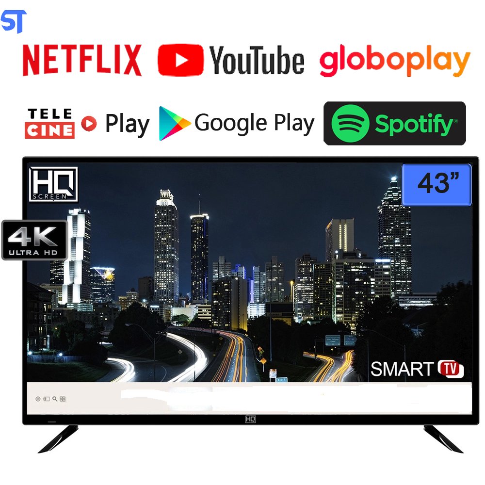 Smart TV LED 43 hq HQSTV43NY Ultra HD 4K, Conversor Digital, 2 Hdmi, 2 Usb e Wi-Fi