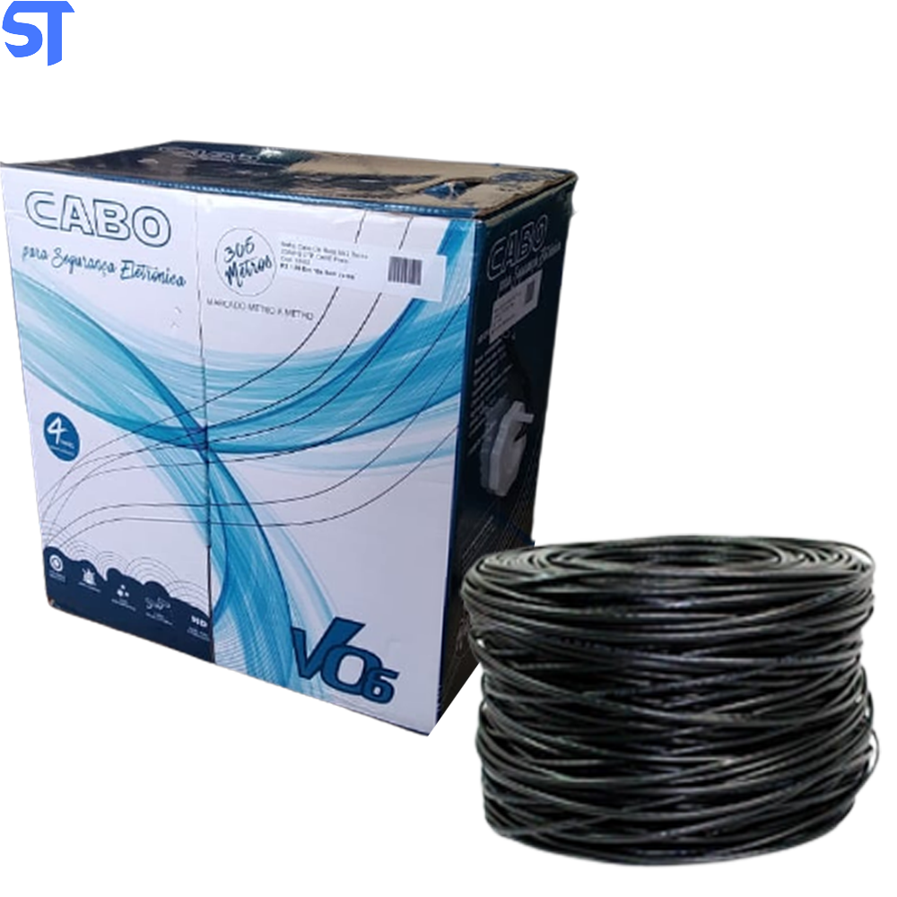 Cabo de Rede 15 Metros Mk2 Tecno 23AWG UTP Categoria 5E Preto 15Mt