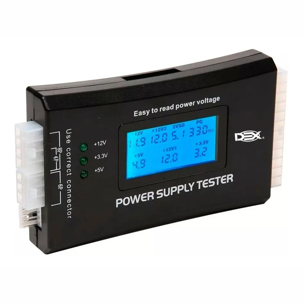 Testador De Fonte Power Supply Tester IV Com Tela LCD 20/24 Pinos Atx