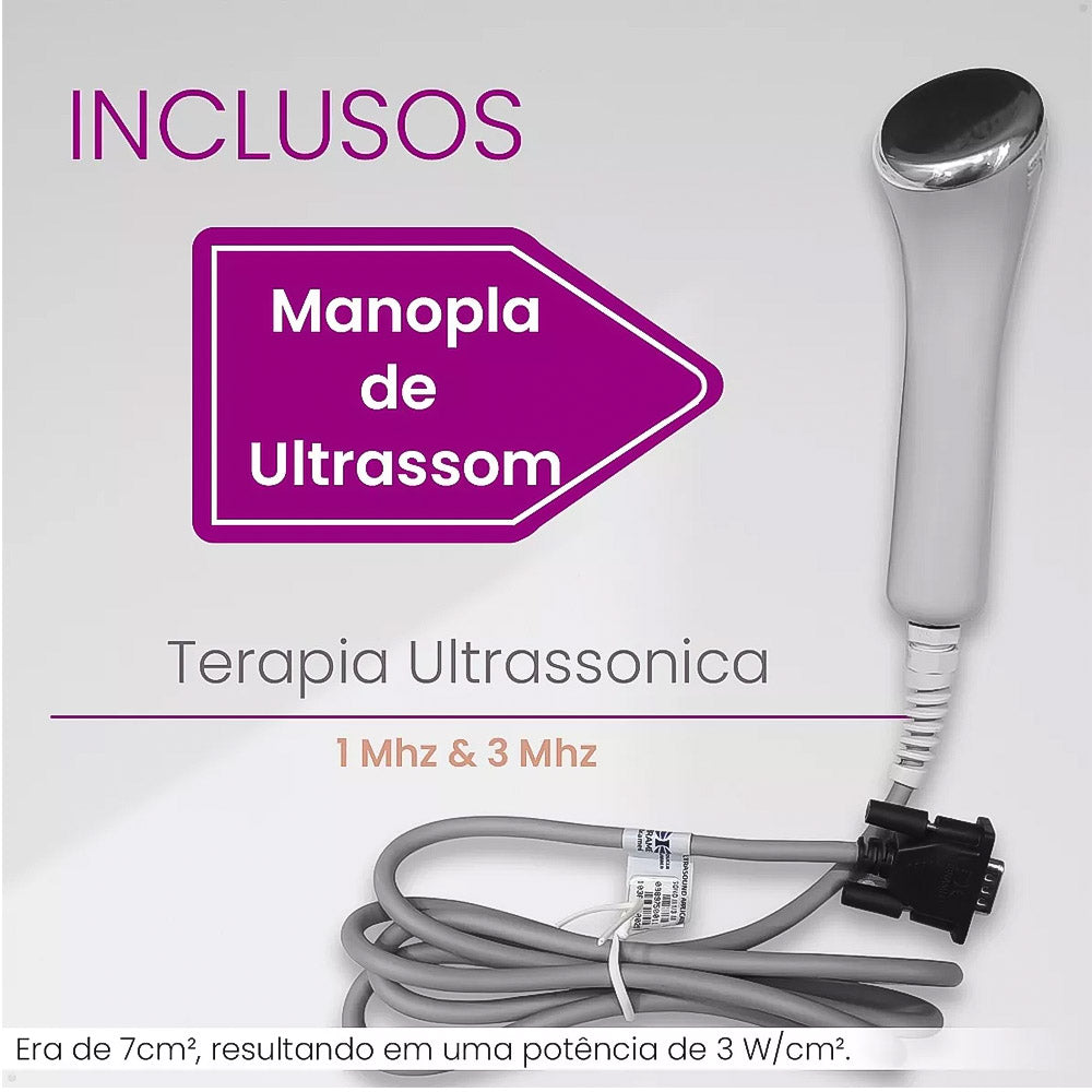 Aparelho De Ultrassom Sonopulse Iii Ibramed Duplo 1 E 3 Mhz Com Gel 1KL- Cubeta 200ML e Espatula