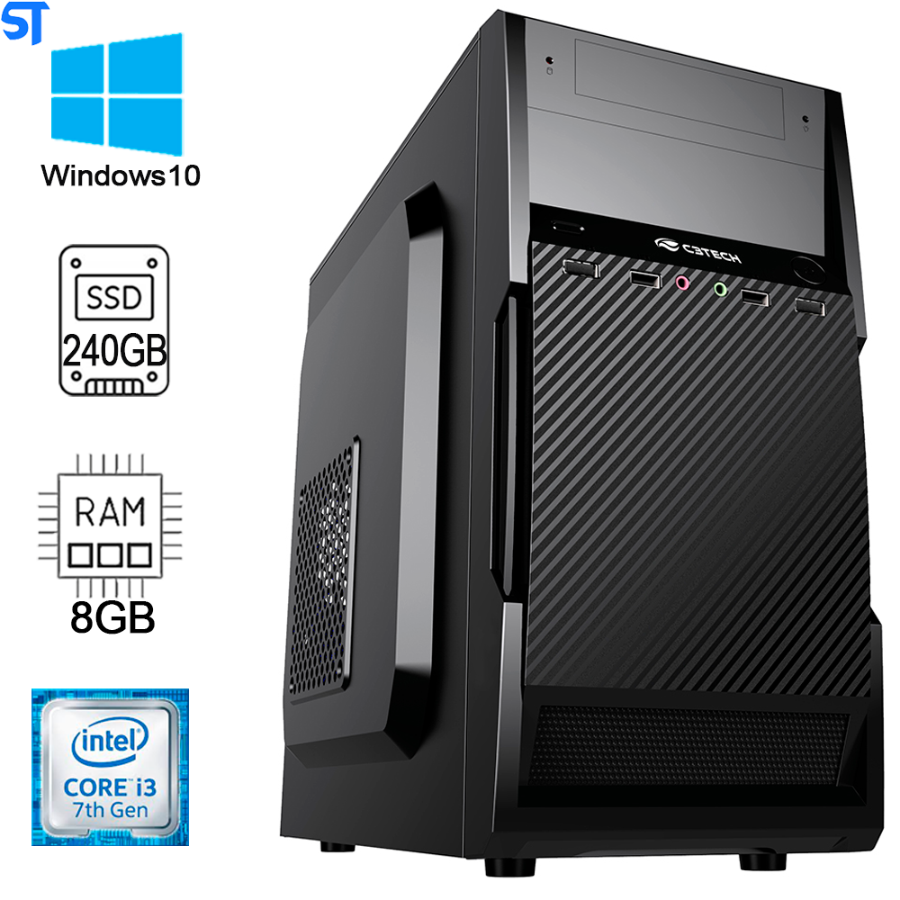 Computador Core i3-7100 - Ram 8GB DDR4 - SSD Kingston 240GB - Gabinete ATX MT-25V2BK