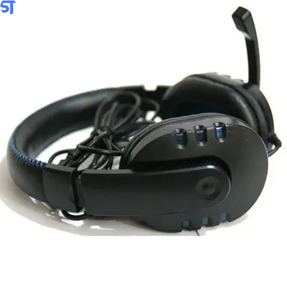 Fone De Ouvido HeadPhone Game Com Leds e Conexão Usb E Controle KP-359- Azul