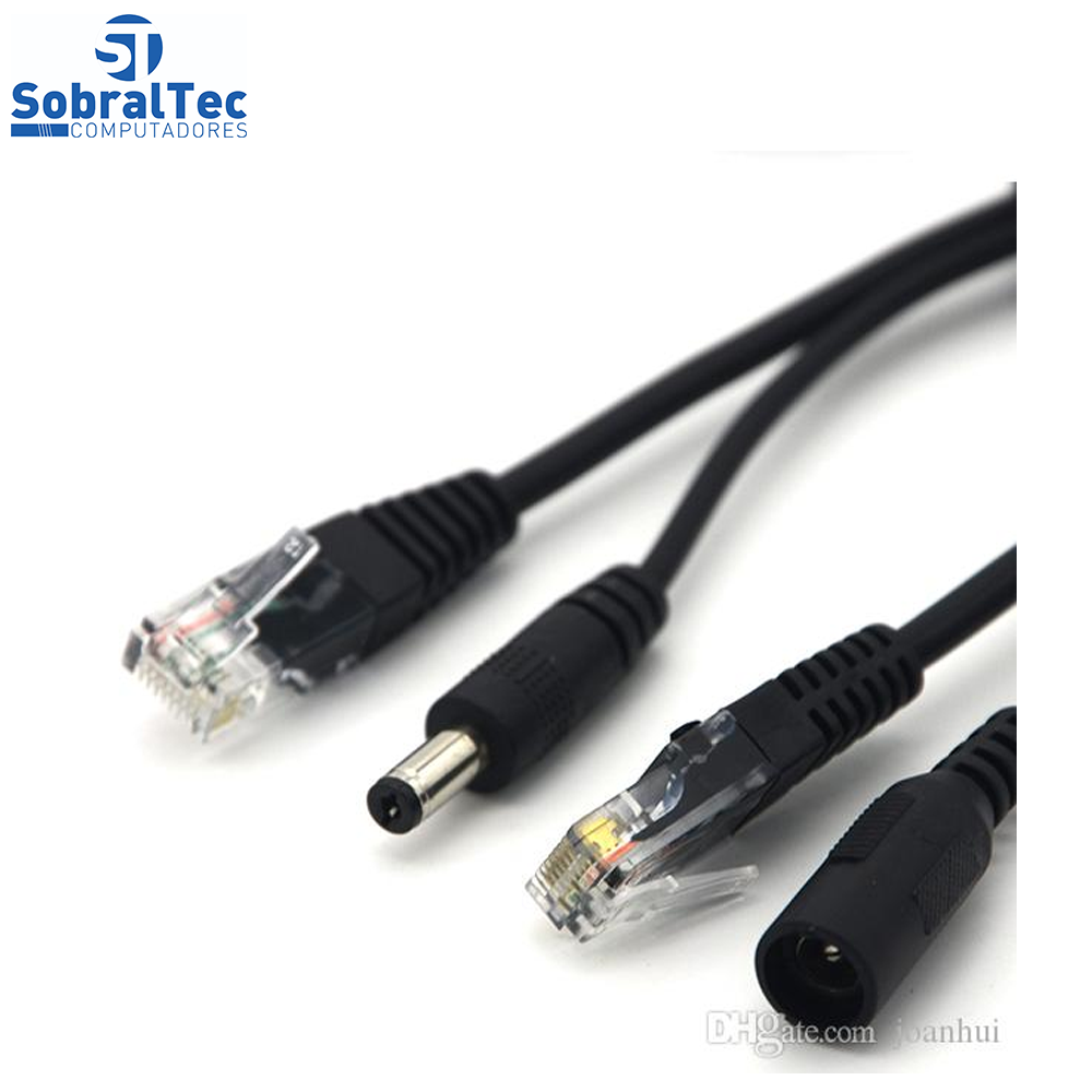 Cabo Injetor POE De Alimentação Passiva Ethernet ( Par Macho e Fêmea)