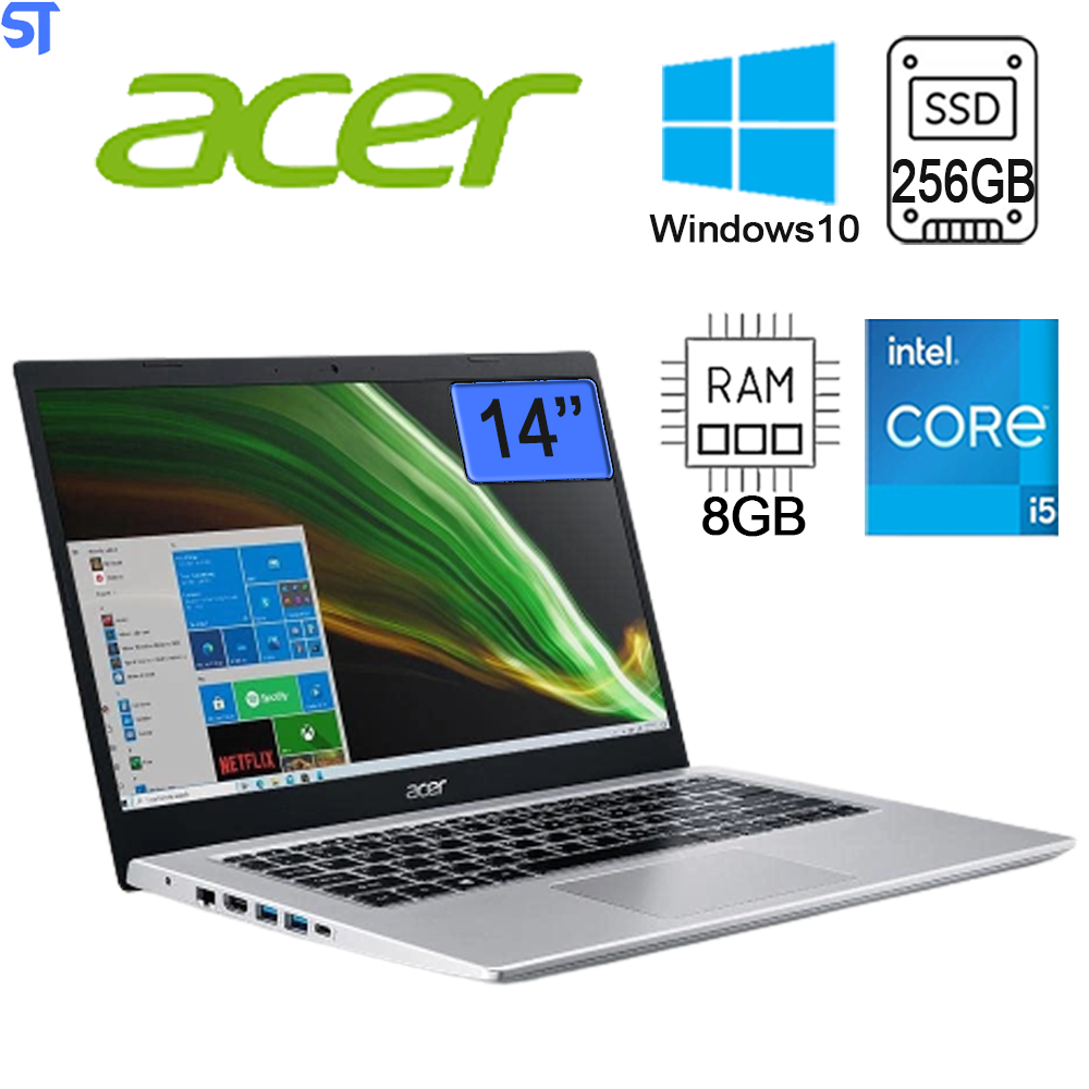Notebook Acer Intel Core i5 11ª Gen-Ram 8GB-SSD NVMe 256GB- Aspire 5 A514-54-54LT Windows 10 Home 14' Full HD Safira Gol