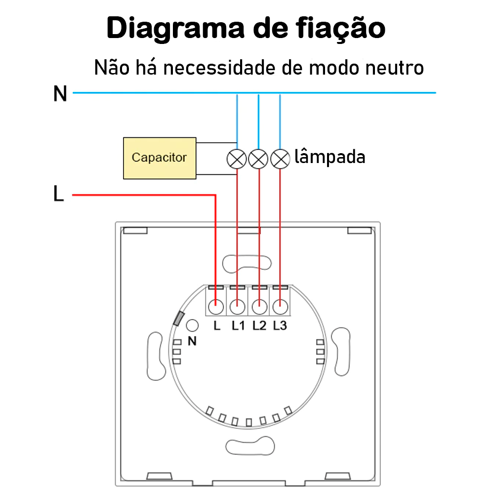 Interruptor de Parede Inteligente Para Casa 100V-250V WiFi com Led Amazon Alexa Google Home Tuya - Preto